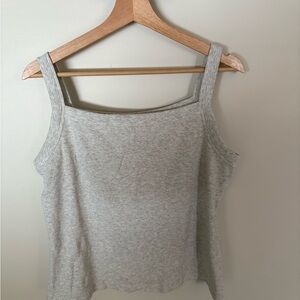 American Eagle Outfitters Light Gray Ribbed Tank Top